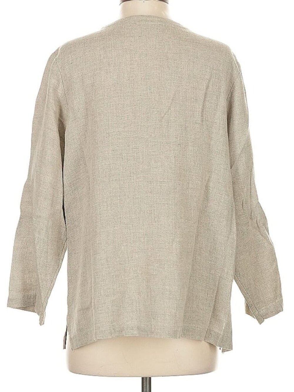 EILEEN FISHER linen blend button front v-neck jacket blazer classic 1X EXC COND - Picture 2 of 5